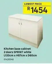Leroy Merlin Sprint Kitchen Base Cabinet 2 Doors (White) L120cm x H87cm x D60cm offer