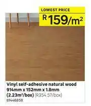 Leroy Merlin Vinyl Self Adhesive Natural Wood 914mm x 152mm x 1.8mm-Per Sqm offer