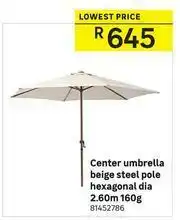 Leroy Merlin Center Umbrella Beige Steel Pole (Hexagonal) Dia 2.60m 160g offer