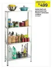 Metal Shelf Unit Galvanized 4 Tier H145cm x W72.5cm x D30cm