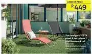 Leroy Merlin Fiesta Steel & Textylene 2 Positions Cocktail Sun Lounger offer