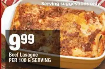 Beef Lasagne per 100g serving