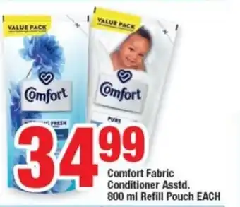 OK Foods Comfort Fabric Conditioner asstd. 800ml refill pouch each offer