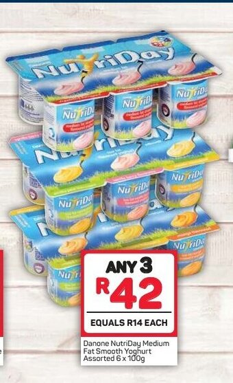 Pick n Pay Danone Nutriday Medium Fat Smooth Yoghurt Assorted 6 x 100g offer