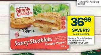 Pick n Pay Rainbow Simply Chicken Saucy Steaklets Assorted 400g each offer