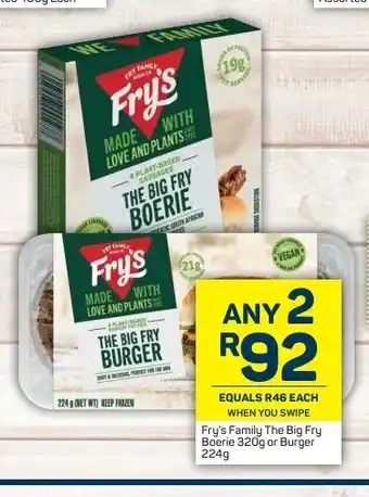 Pick n Pay Fry's Family The Big Fry Boerie 320g or Burger 224g offer