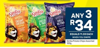 Pick n Pay Simba Potato Chips Assorted 120g offer