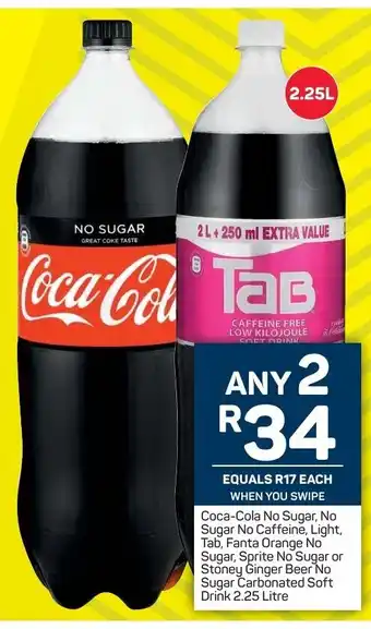 Pick n Pay Coca-Cola No Sugar, No Sugar No Caffeine, Light, Tab, Fanta, Sprite No Sugar or Stoney Ginger Beer No Sugar Carbonated Drink offer