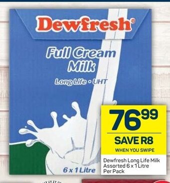Pick n Pay Dewfresh Long Life Milk Assorted 6x1 Litre per pack offer