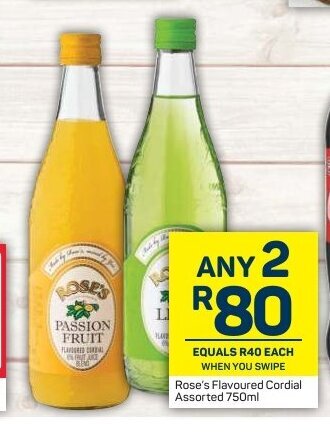 Pick n Pay Rose's Flavoured Cordial Assorted 750ml offer