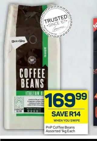 Pick n Pay PnP Coffee Beans Assorted 1kg each offer