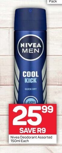 Pick n Pay Nivea Deodorant Assorted 150ml each offer