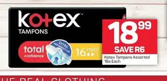 Pick n Pay Kotex Tampoms Assorted 16s each offer