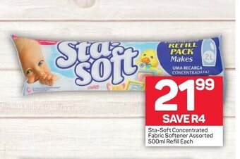 Pick n Pay Sta-Soft Concentrated Fabric Softener Assorted 500ml Refill each offer