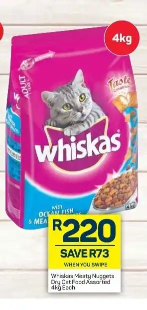 Pick n Pay Whiskies Nuggets Dry Cat Food Assorted 4kg each offer