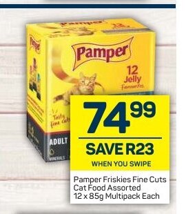 Pick n Pay Pamper Friskies Fine Cuts Cat Food Assorted 12x85g Multipack each offer