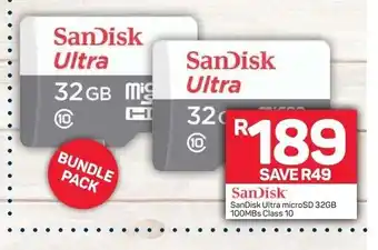 Pick n Pay SanDisk Ultra MicroSD 32GB 100MBs Class 10 offer