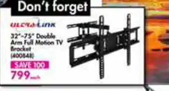 Makro Ultra Link - 32"-75" Double Arm Full Motion TV Bracket offer