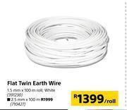Builders Warehouse Flat twin earth wire white-1.5mm x 100m roll offer