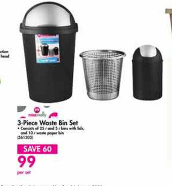 Makro 3-Piece Waste Bin Set offer