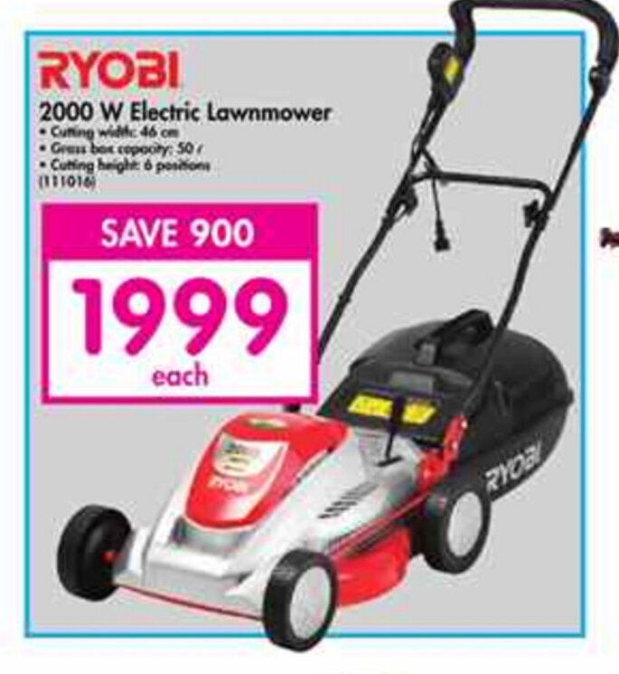 Ryobi 2000W Electric Lawnmower offer at Makro