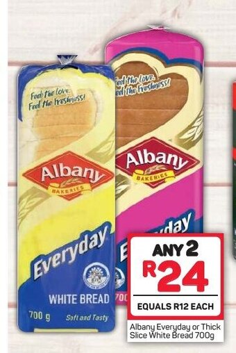 Pick n Pay Albany Everyday or Thick Slice White Bread 700g offer