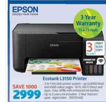 Incredible Connection Epson - Ecotank L3150 Printer offer