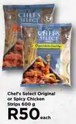 Food Lover's Market Chef's select original or spicy chicken strips-600g each offer