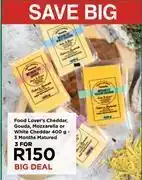 Food Lover's Market Food lover's cheddar,gouda,mozzarella or white cheddar-for 3 x 400g offer