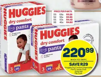Pick n Pay Huggies Dry Comfort Disposable Pants Jumbo Pack Assorted per pack offer
