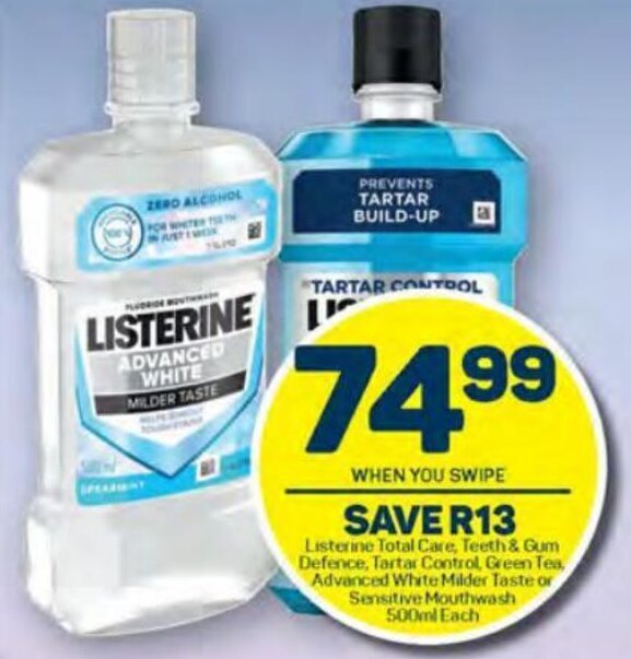 Listerine Total Care, Teeth & Gum Defence, Tartar Control, Green Tea