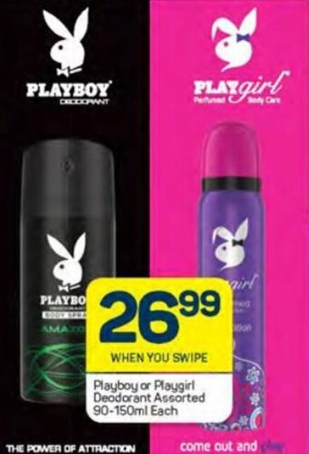 Pick n Pay Playboy or Playgirl Deodorant Assorted 90-150ml each offer