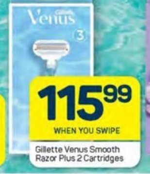Pick n Pay Gillette Venus Smooth Razor Plus 2 Cartridges offer
