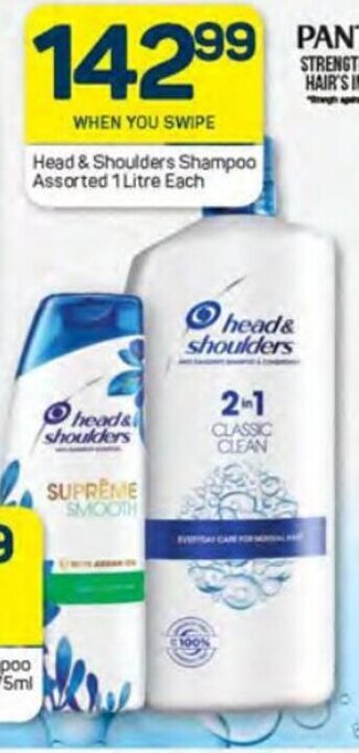 Pick n Pay Head & Shoulders Shampoo Assorted 1 Litre Each offer