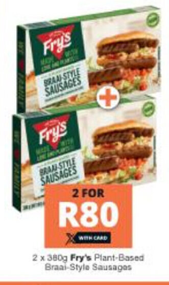 Checkers Fry's Plant-Based Braai-Style Sausages offer