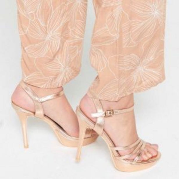 Utopia strippy platform ankle strap heels rose gold offer at Zando