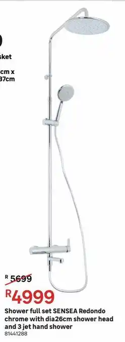 Leroy Merlin Shower full set sensea redondo chrome with dia26cm shower head and 3 jet hand shower offer