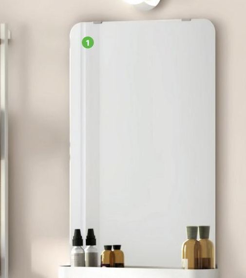 Mirror w50cm x h79cm with white metal shelf offer at Leroy Merlin