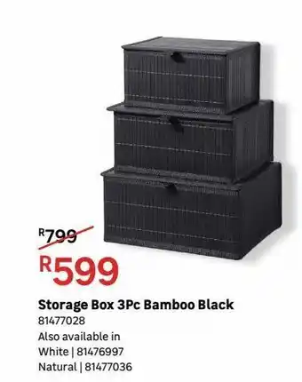 Leroy Merlin Storage box 3 pc bamboo black offer