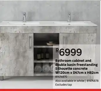 Leroy Merlin Bathroom cabinet and double basin freestanding silhouete concrete w120cm x d47cm x h82cm offer
