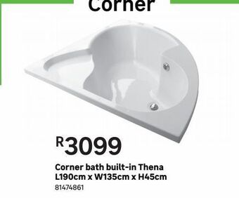 Leroy Merlin Corner bath built-in thena l190cm x w135cm x h45cm offer