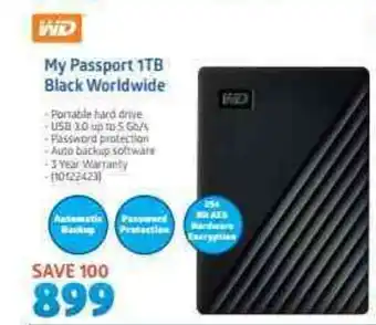 Incredible Connection WD - My Passport 1TB Black Worldwide offer