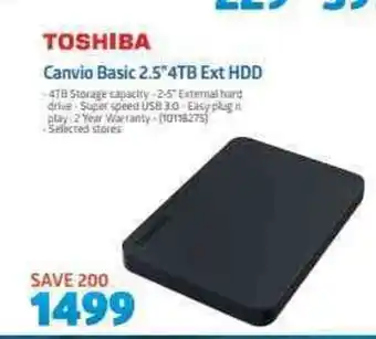 Incredible Connection Toshiba - Canvio Basic 2.5" 4TB Ext HDD offer