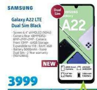 Incredible Connection Samsung - Galaxy A22 LTE Dual Sim Black offer