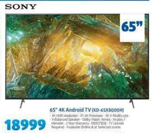 Incredible Connection Sony - 65" 4K Android TV offer