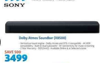 Incredible Connection Sony - Dolby Atmos Soundbar (X8500) offer