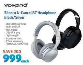 Incredible Connection Volkano - Silenco N-Cancel BT Headphone Black/Silver offer