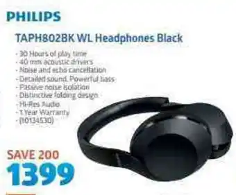 Incredible Connection Philips - TAPH802BK WL Headphone Black offer