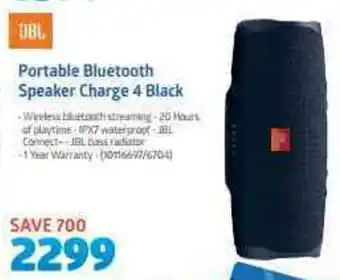 Incredible Connection JBL - Portable Bluetooth Speaker Charge 4 Black offer