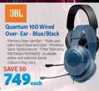 Incredible Connection JBL - Quantum 100 Wired Over-Ear - Blue / Black offer